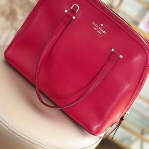 Elegant Red Leather Tote Bag